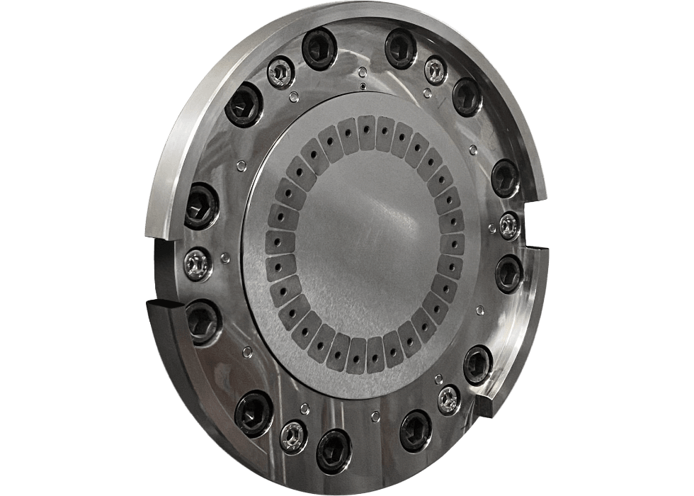 Easily accessible die plate unit and hydraulic lock